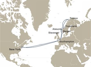 Queen Mary 2, 26 Nights Norway And Northern Lights ex New York, NY, USA Return