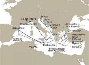 Queen Victoria, 28 Nights Mediterranean Highlights ex Rome, Italy to Barcelona, Spain