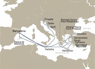 Queen Victoria, 21 Nights Mediterranean And Greek Isles ex Trieste, Italy to Barcelona, Spain