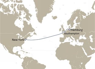Queen Mary 2, 9 Nights Westbound Transatlantic Crossing ex Hamburg, Germany to New York, NY, USA