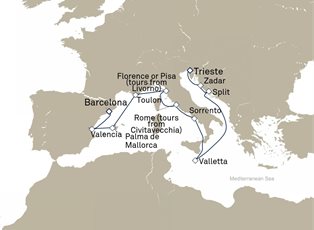 Queen Victoria, 14 Nights Adriatic And Western Mediterranean ex Trieste, Italy to Barcelona, Spain