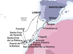 Seabourn Sojourn, 21 Night Canary Island Enchantment ex Barcelona, Spain Return