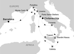 Silver Spirit, 12 Nights Mediterranean ex Civitavecchia (Rome) to Barcelona