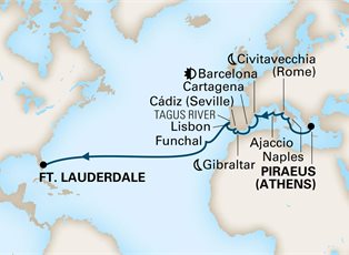 Zuiderdam, 20 Night Grand World Voyage ex Athens (Piraeus) Greece to Ft Lauderdale (Pt Everglades), USA