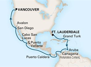 Nieuw Amsterdam, 21 Night Panama Canal ex Ft Lauderdale (Pt Everglades), USA to Vancouver, BC. Canada