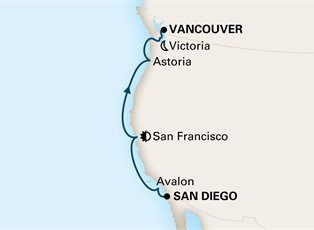 Koningsdam, 7 Night Wine Country & Pacific Northwest ex San Diego, California, USA to Vancouver, BC. Canada