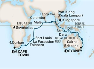 Zuiderdam, 42 Night Grand World Voyage ex Sydney, NSW, Australia to Cape Town, South Africa