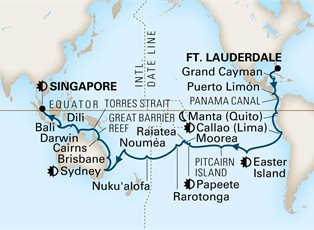 Zuiderdam, 55 Night Grand World Voyage ex Ft Lauderdale (Pt Everglades), USA to Singapore