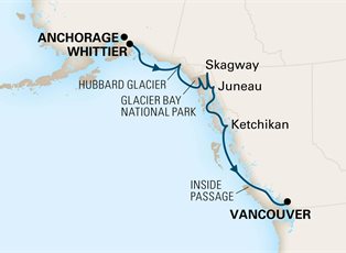 Nieuw Amsterdam, 7 Night Glacier Discovery Southbound ex Whittier, Alaska to Vancouver, BC. Canada