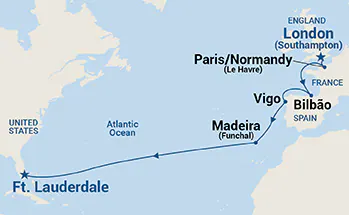 Emerald Princess, 15 Night Spain, Portugal & France Passage ex Southampton, England  to Ft Lauderdale (Pt Everglades), USA