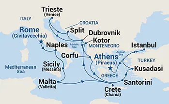 Majestic Princess, 20 Night Adriatic & Aegean Explorer ex Rome (Civitavecchia), Italy  to Athens (Piraeus) Greece