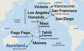 Royal Princess, 28 Night Hawaii, Tahiti & South Pacific Crossing ex Auckland, New Zealand  to Vancouver, BC. Canada