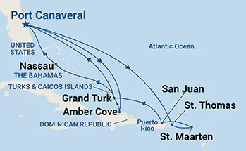 Caribbean Princess, 14 Night Caribbean Eastern Adventurer ex Port Canaveral, USA Return