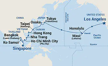 Coral Princess, 32 Night Southeast Asia, Hawaii & Pacific Crossing ex Singapore  to Los Angeles, California