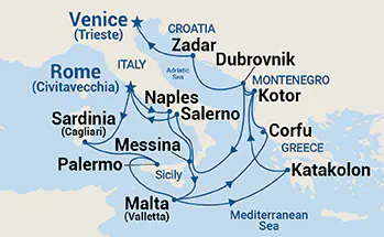 Island Princess, 20 Night Grand Mediterranean Explorer ex Rome (Civitavecchia), Italy  to Trieste, Italy
