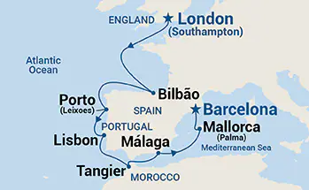 Island Princess, 10 Night European Explorer ex Southampton, England  to Barcelona, Spain
