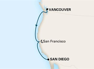 Nieuw Amsterdam, 5 Night Pacific Coastal Cruise ex Vancouver, BC. Canada to San Diego, California, USA