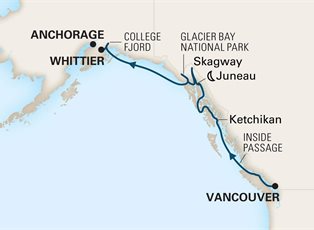 Noordam, 7 Night Glacier Discovery Northbound ex Vancouver, BC. Canada to Whittier, Alaska