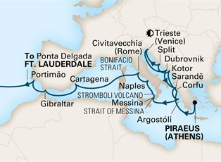 Nieuw Statendam, 28 Night Adriatic Crossing: Stromboli, Andalusia & Azores ex Athens (Piraeus) Greece to Ft Lauderdale (Pt Everglades), USA