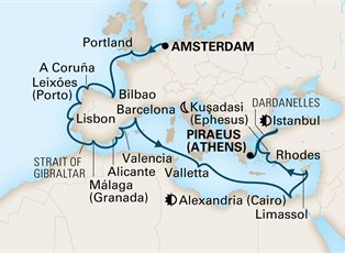Nieuw Statendam, 27 Night Iberia & Eastern Mediterranean: Egypt & Istanbul ex Amsterdam, The Netherlands to Athens (Piraeus) Greece