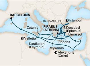 Nieuw Statendam, 28 Night Eastern Mediterranean, Malta & Sicily: Istanbul ex Barcelona, Spain to Athens (Piraeus) Greece