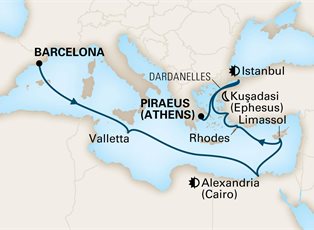 Nieuw Statendam, 14 Night Eastern Mediterranean: Egypt & Istanbul Overnight ex Barcelona, Spain to Athens (Piraeus) Greece