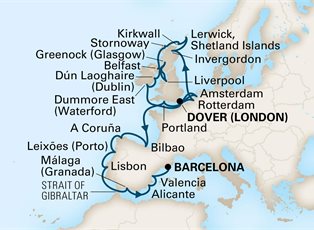 Nieuw Statendam, 28 Night British Isles & Iberian Peninsula: Waterford ex Dover, England to Barcelona, Spain