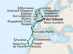 Nieuw Statendam, 28 Night Canary & British Isles: Morocco, Portugal & Belfast ex Rotterdam, Holland Return