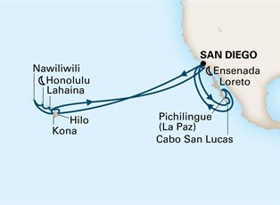 Koningsdam, 24 Night Baja Peninsula & Circle Hawaii Collector ex San Diego, California, USA Return