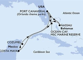 MSC Seashore, 10 Nights ex Port Canaveral (Orlando), United States Return