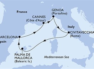 MSC Seaview, 6 Nights ex Genoa (Portofino), Italy Return