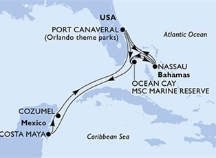 MSC Seashore, 11 Nights ex Port Canaveral (Orlando), United States Return
