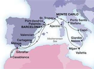 Seabourn Ovation, 20 Night Tyrrhenian Treasures & Moroccan Gems ex Monte Carlo, Monaco to Barcelona, Spain Seabourn Ovation, 20 Night Tyrrhenian Treasures & Moroccan Gems ex Monte Carlo, Monaco to Barcelona, Spain