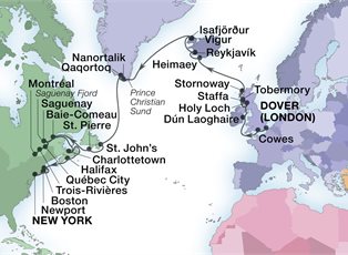Seabourn Sojourn, 36 Night Route Of The Vikings & Canada's Fall Foliage ex Dover, England to New York, USA