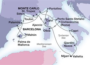 Seabourn Ovation, 20 Night Tyrrhenian & Mediterranean Overture ex Monte Carlo, Monaco to Rome (Civitavecchia), Italy Seabourn Ovation, 20 Night Tyrrhenian & Mediterranean Overture ex Monte Carlo, Monaco to Rome (Civitavecchia), Italy