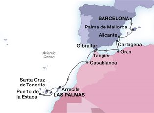 Seabourn Sojourn, 14 Night Morocco & The Canary Islands ex Barcelona, Spain to Gran Canaria (Las Palmas), Canary Islands