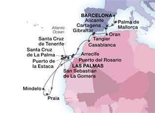 Seabourn Sojourn, 26 Night Morocco, Canary Islands & Cape Verde ex Barcelona, Spain to Gran Canaria (Las Palmas), Canary Islands