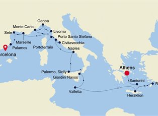 Silver Spirit, 22 Nights Civitavecchia to Civitavecchia ex Athens (Piraeus) Greece to Barcelona, Spain