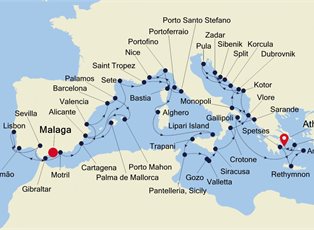 Silver Whisper, 50 Nights Malaga to Athens ex Malaga, Spain to Athens (Piraeus) Greece