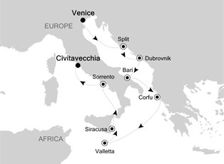 Silver Spirit, 10 Nights Fusina to Civitavecchia ex Fusina, Italy to Rome (Civitavecchia), Italy