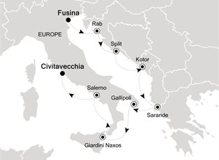Silver Whisper, 8 Nights Fusina to Civitavecchia ex Fusina, Italy to Rome (Civitavecchia), Italy
