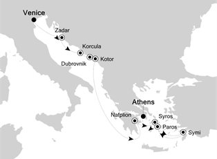 Silver Whisper, 10 Nights Fusina to Athens ex Fusina, Italy to Athens (Piraeus) Greece