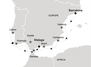 Silver Whisper, 11 Nights Barcelona to Malaga ex Barcelona, Spain to Malaga, Spain
