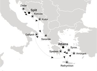 Silver Whisper, 11 Nights Split to Athens ex Split, Croatia to Athens (Piraeus) Greece