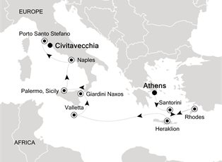 Silver Spirit, 11 Nights Athens to Civitavecchia ex Athens (Piraeus) Greece to Rome (Civitavecchia), Italy