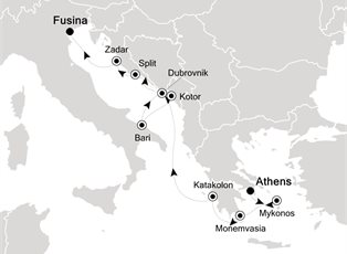 Silver Spirit, 10 Nights Athens to Fusina ex Athens (Piraeus) Greece to Fusina, Italy