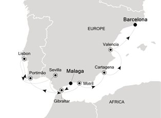 Silver Whisper, 11 Nights Malaga to Barcelona ex Malaga, Spain to Barcelona, Spain