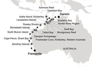 Silver Cloud Expedition, 17 Nights Darwin to Fremantle ex Darwin, NT, Australia to Perth (Fremantle), WA Australia