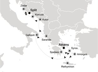 Silver Whisper, 11 Nights Athens to Split ex Athens (Piraeus) Greece to Split, Croatia