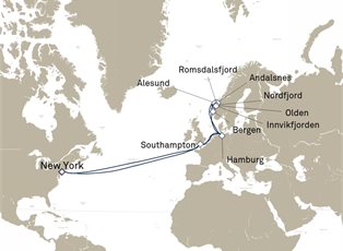 Queen Mary 2, 26 Nights Norwegian Fjords ex New York, NY, USA Return